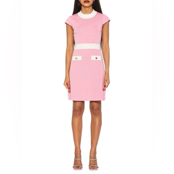 Alaska Mini Fit and Flare Dress Pink and White Medium - Picture 1 of 7